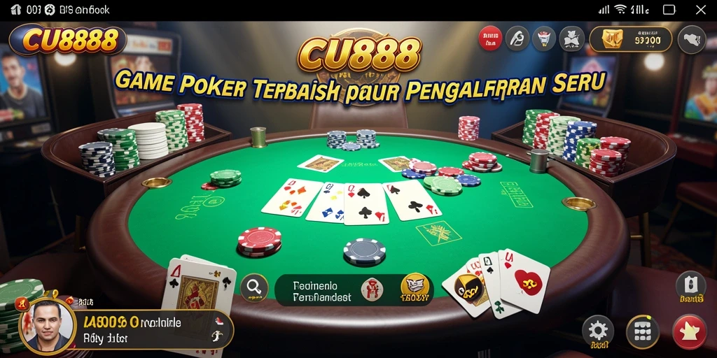 Tampilan gameplay Poker yang mendebarkan di CU888.
